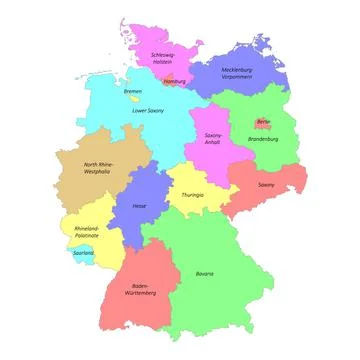 High quality colorful labeled map of Germany with borders 스톡 일러스트