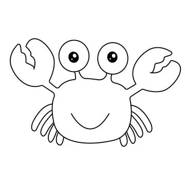 High-Quality cute Crab Fish animal doodle. Line Drawing Vector Illustration Illustrazione stock