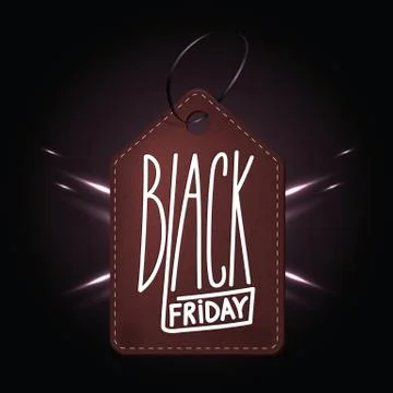 High quality dark red leather badge for Black friday shopping day. Handdrawn Stock-Illustration
