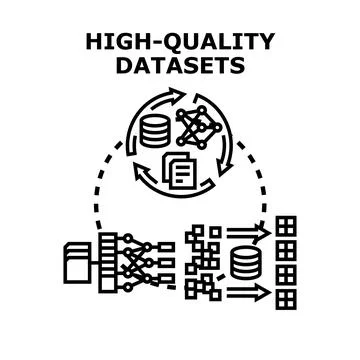 High quality datasets processing and analysis concept Illustrazione stock