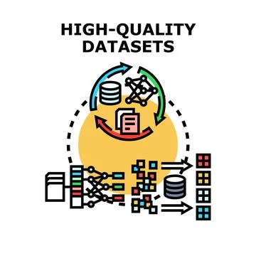 High quality datasets processing and analysis concept Stock Illustration