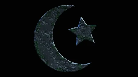 High quality dramatic motion graphic of the Star and Crescent Islam icon Vídeo Stock 185389594
