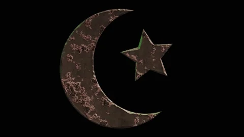 High quality dramatic motion graphic of the Star and Crescent Islam icon Vídeo Stock 185391085