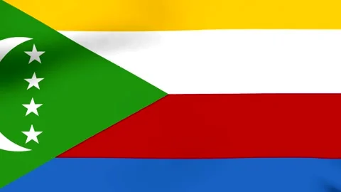 A high quality fabric texture of the official national flag of Comoros wavi.. Stock Footage 346545689