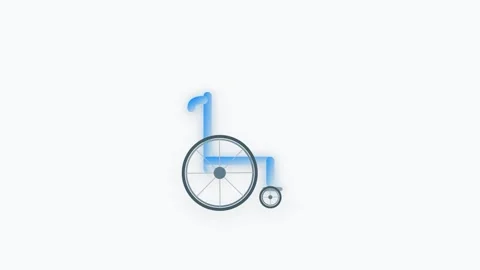A high-quality flat vector illustration of a wheelchair featuring a metalli.. Stock-Footage 346202384