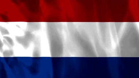 A high quality fluttering national flag of the Netherlands showing red whit.. Stock Footage 343581601