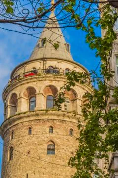 High quality Galata Tower view with blue sky for design Foto stock