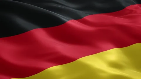 High quality German national flag waving in wind for international news and.. Stock Footage 334343583