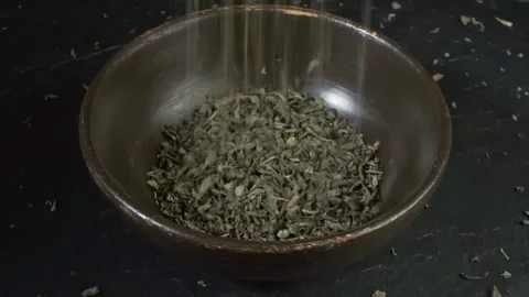 High Quality Green Tea on black Background Stock Footage 271623210