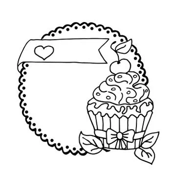 High quality illustration of cake with cherry and heart Stock Illustration