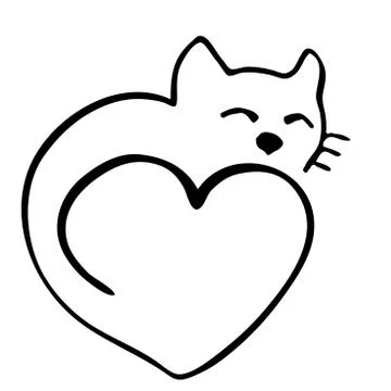High quality illustration of cat in shape of heart Stock Illustration