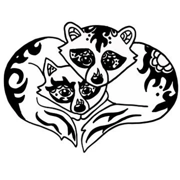 High quality illustration of two cute racoons Stock Illustration