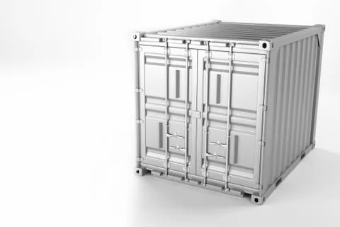 A high quality image of a white 10ft shipping container on a white background. 스톡 일러스트