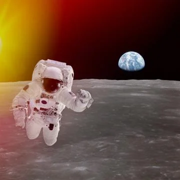 High quality isolated composite astronaut in space; elements of this image fu Illustrazione stock