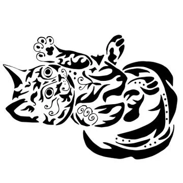 High quality kitty tattoo Illustrazione stock