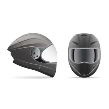 High Quality Light Gray Motorcycle Helmet. Front And Side View Isolated On A Stock Illustration