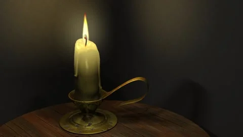 The high-quality looping animation of the burning candle on the table Stock Footage 143418289