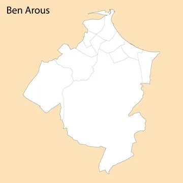 High Quality map of Ben Arous is a region of Tunisia Stockillustratie
