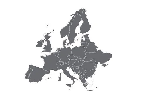 High quality map Europe with borders of the regions on white Stock Illustration
