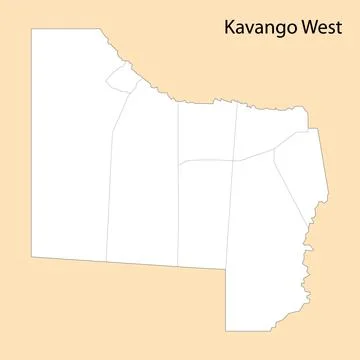 High Quality map of Kavango West is a region of Namibia Illustrazione stock