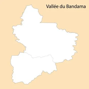 High Quality map of Vallee du Bandama is a region of Ivory Coast Stock Illustration