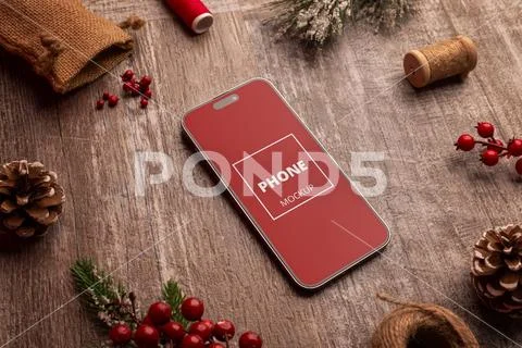 High-quality mobile phone mockup surrounde PSD Template