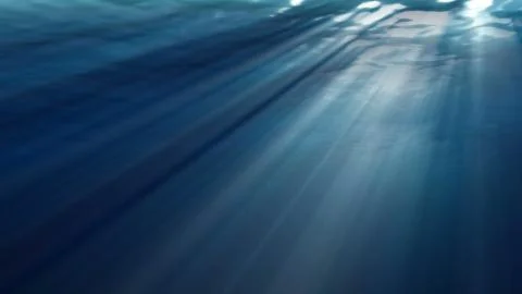 High quality ocean waves from realistic underwater. Light rays shining through Stock Illustration