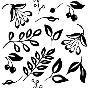 High quality original semless pattern with leaves, berry and oth Stock Illustration