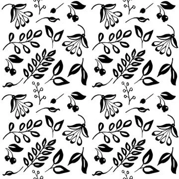 High quality original semless pattern with leaves, berry and oth Stock Illustration