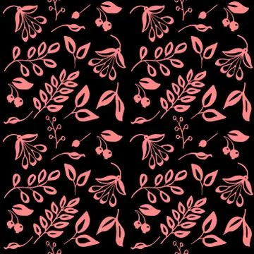 High quality original semless pattern with leaves, berry and oth Stock Illustration