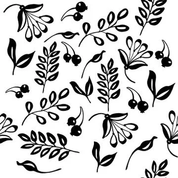 High quality original semless pattern with leaves, berry and oth Stock Illustration