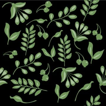High quality original semless pattern with leaves, berry and oth Stock Illustration