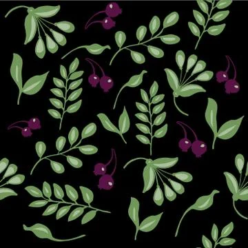 High quality original semless pattern with leaves, berry and oth Stock Illustration