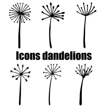 High quality original set of dandelions isolated on white backgr Stock Illustration