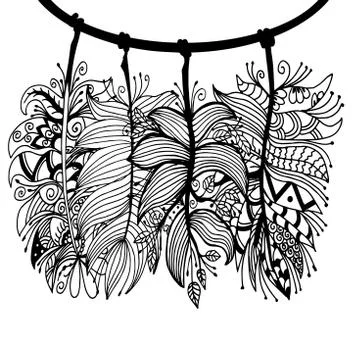 High quality original set of feathers with patterns for coloring Stock Illustration