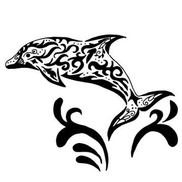 High quality original vector Dolphin tatoo Stock Illustration