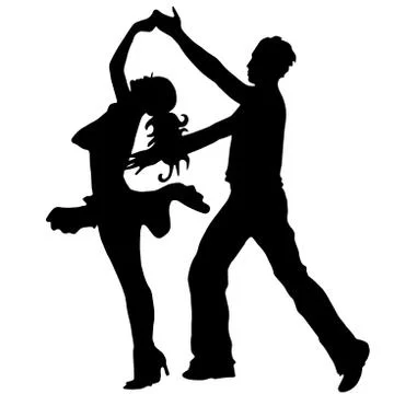 High quality pair dancing isolated on white background. she and Stock Illustration