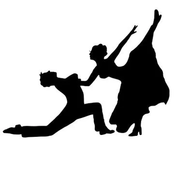 High quality pair dancing isolated on white background. she and Stock Illustration