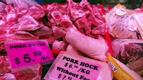 High quality Pork Hock and Bone pieces showcased 動画素材 342499751