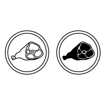 High Quality Protein Labels. Black and White Vector Icons. Chicken Leg, Mea.. Stock Illustration