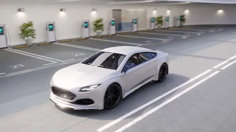 A high quality realistic 3d rendering of a modern generic electric car with Stock Footage 243456548