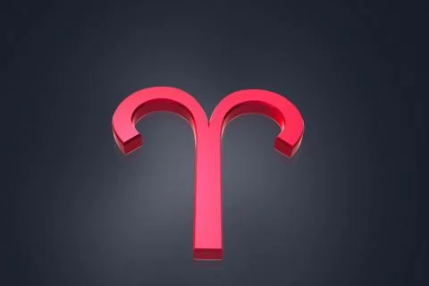 High quality rendering of 3d Aries sign in color background Stock Illustration