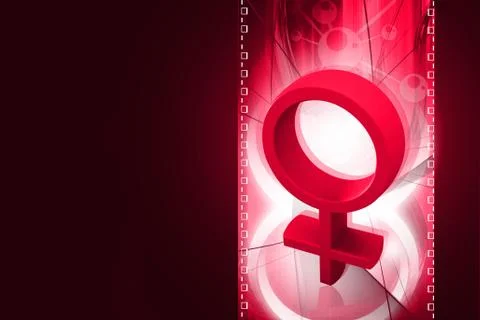 High quality rendering of 3d female symbol in digital color background Stock Illustration