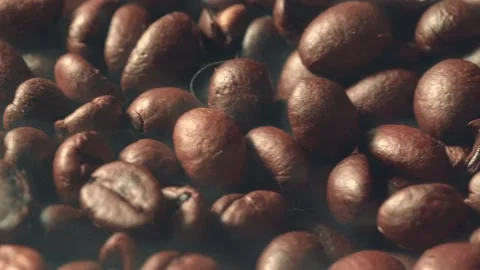 High Quality Roasted Coffee Beans or Seeds of Coffee, macro close up Stock Footage 134984240