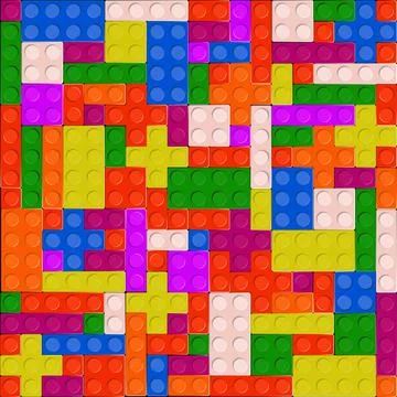 High quality seamless background of colored plastic bricks. Stock Illustration