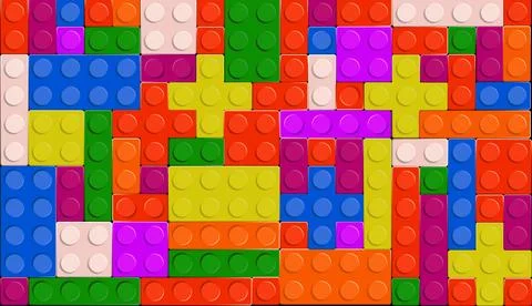 High quality seamless background of colored plastic bricks. Ilustración de archivo