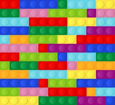 High quality seamless background of colored plastic bricks Ilustración de archivo