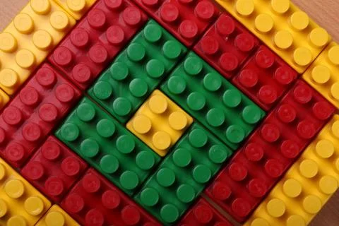High quality seamless background of colored plastic bricks Stock Photos