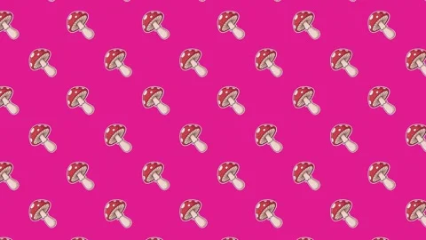 A high-quality seamless loop of illustrated Amanita mushrooms Stock Footage 325721282