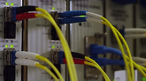 High quality slow zoom-in on the back of a Computer server Stock Footage 36810005